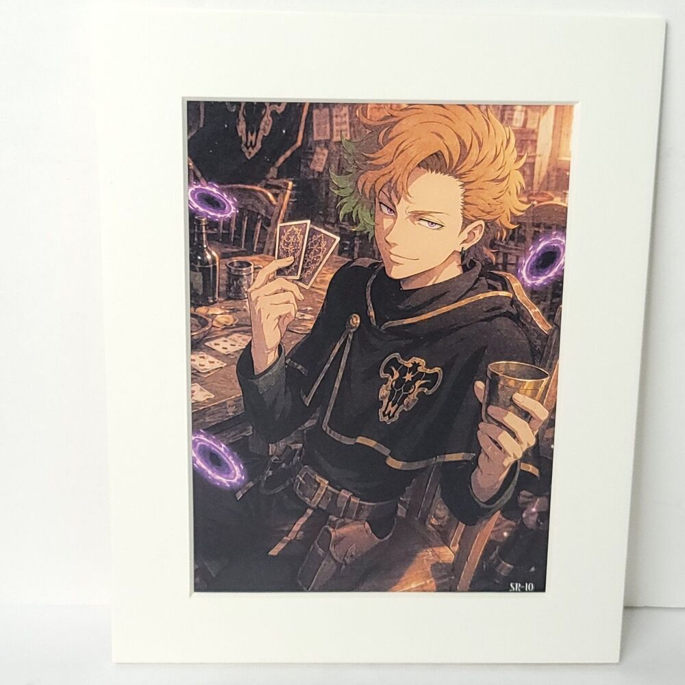 Finral Roulacase Clover Black White Card Anime Sketch Art Oversized Board A4